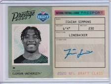 2020 Panini Prestige ISAIAH SIMMONS Passport AUTO Autograph RC Rookie Card