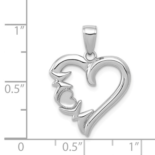 14K Weißgold Herz mit MOM Charm - Bild 4 von 4