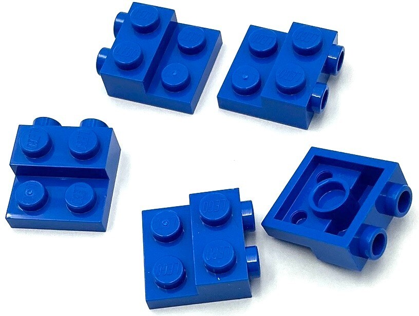 Lego 5 New Blue Plates Modified 2 x 2 x 2/3 w/ 2 Studs on Sides