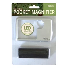 LIGHTED POCKET MAGNIFIER LED 2x Magnification by Mighty Bright w/Case