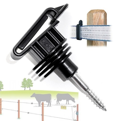 Electric Fence Tape Insulator - Screw-In Combi Clip For Up To 40mm Tape/10mm Rope
