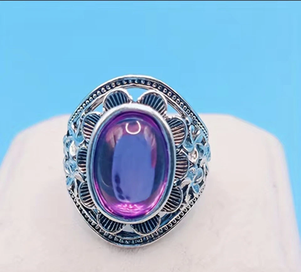 ПРОДАВЕЦ ИЗ США красивое кольцо-печатка с имитацией аметиста фиолетового цвета размер 8 - Изображение 4 из 4