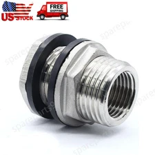 SS304 Stainless Steel Bulkhead Fitting 1/2" NPT Female 3/4" GHT Male Garden Hose