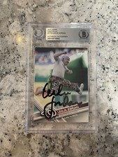 LESLIE JORDAN SIGNED TOPPS 2017 FIRST PITCH TRADING CARD BAS SLAB BECKETT BGS D2
