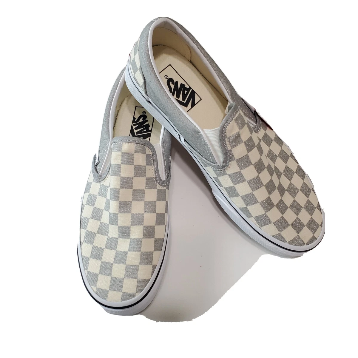 Vans Classic Slip On Silver Check Size 7 Mens US VN0A4U38WS3 NWT