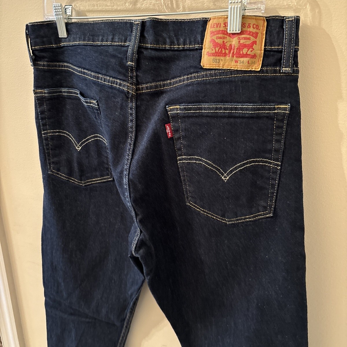 Levis 513 Mens Jeans Straight Black Dark Wash Stretch Pants Denim