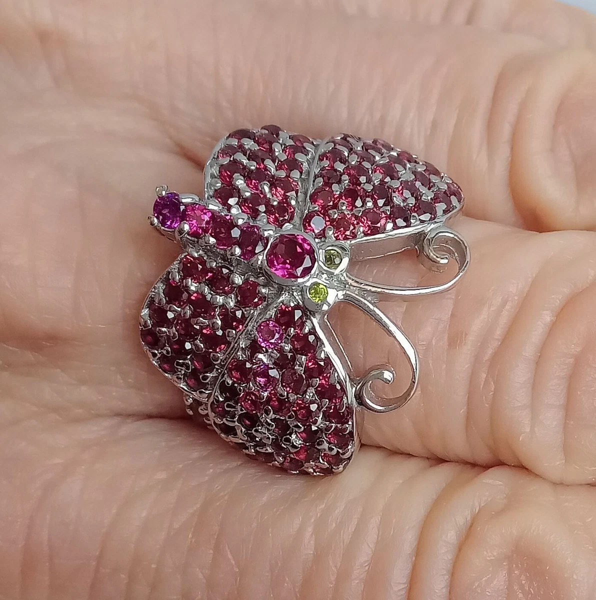 ANELLO FARFALLA IN ARGENTO STERLING 925 RODIATO CON RODOLITI