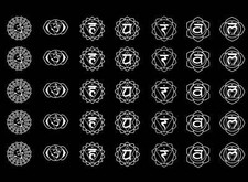 Chakra Symbols 35 pcs 0.5 Inch White Fused Glass Decals