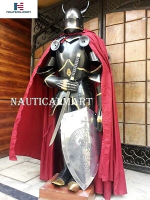 Mittelalterlicher Ritterrüstungsanzug Gothic LARP Roter Stoffkostüm - Bild 1 von 2