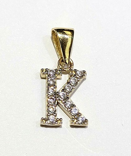 Charme Pendentif Lettre K En Or Jaune 14 Carats, Avec 62 Diamants Authentiques - Neuf Sans Emballage