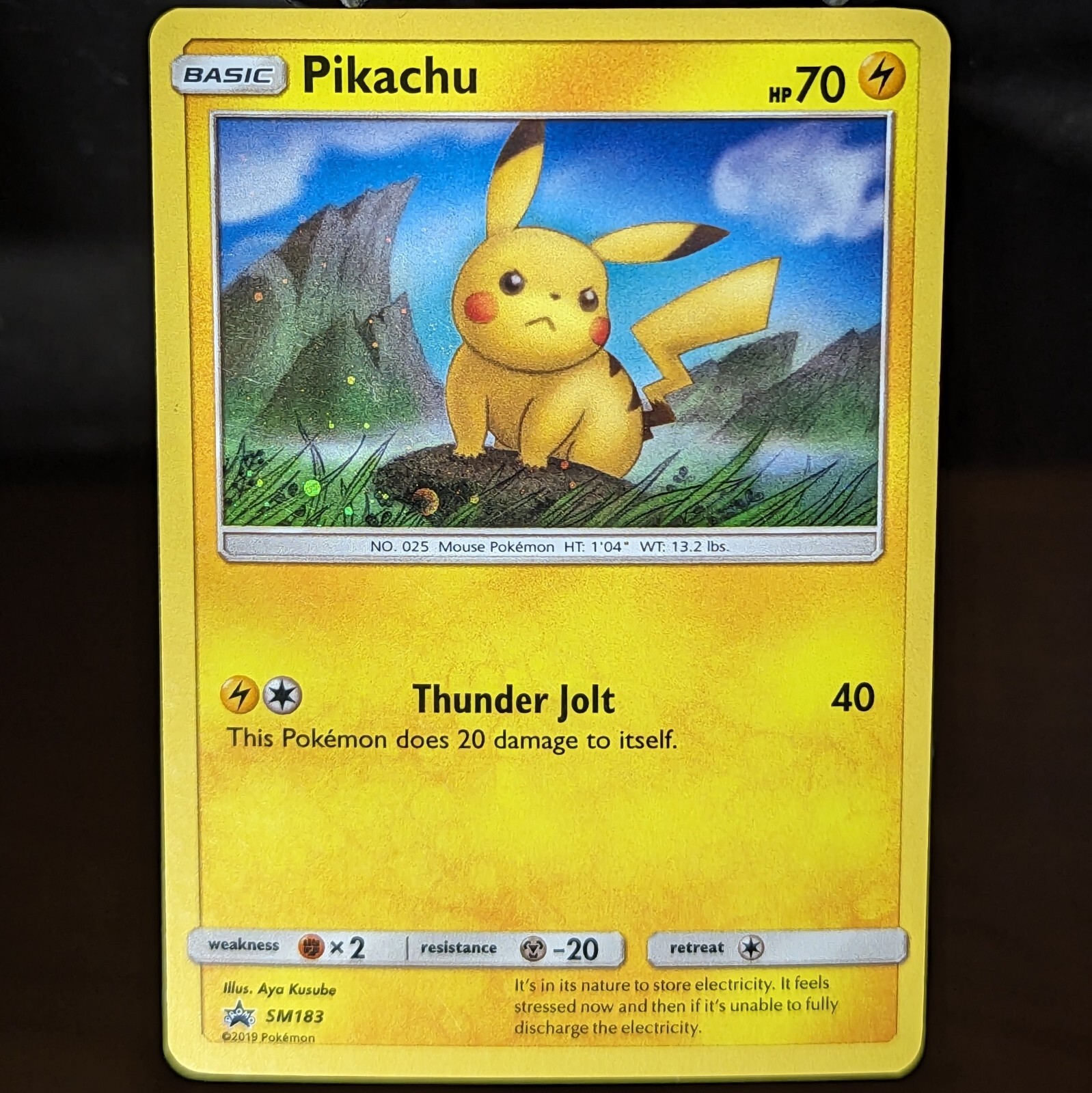 Pikachu SM183 LP/NM Black Star Promo Cosmos Holo Pokemon Card SM 183 madge angry