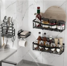 Adhesive Shower Caddy, Rustproof Stainless Steel Bath Organizers with Lar