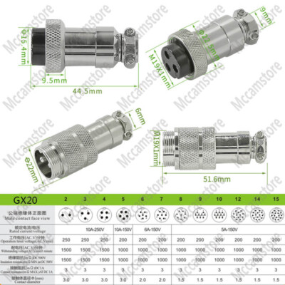 GX20 5 Pin Docking Type Electrical Socket Connector Aviation plug
