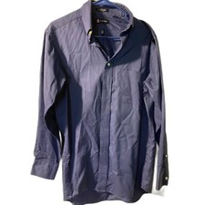 Chaps Blue Button-Front Long Sleeve Classic Fit Twill Dress Shirt M 32/33