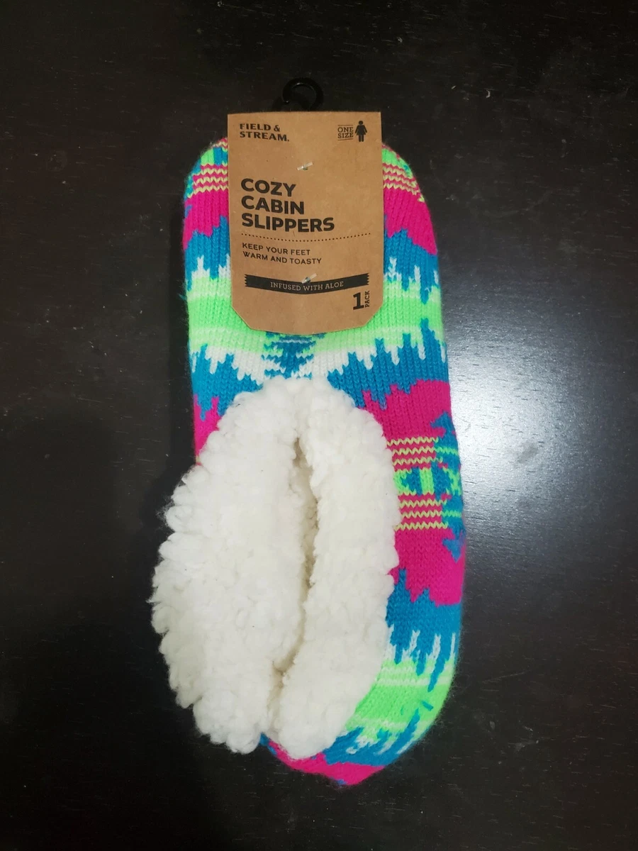 NEW Cozy Cabin Slippers by Field Stream Blue Pink Women s