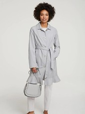 Linea Tesini By Heine Size 16 Grey Belted Frill Hem Coat New