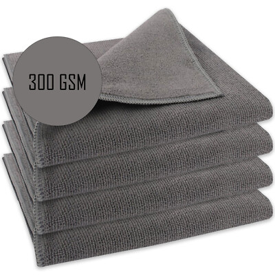 4x Detailzone Mikrofaser Polier Tuch Spezial Innenraumtuch grau 300gsm 40x40cm