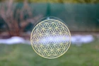 Sticker, flower of life 10 cm, flower of life, gold, window picture, car sticker