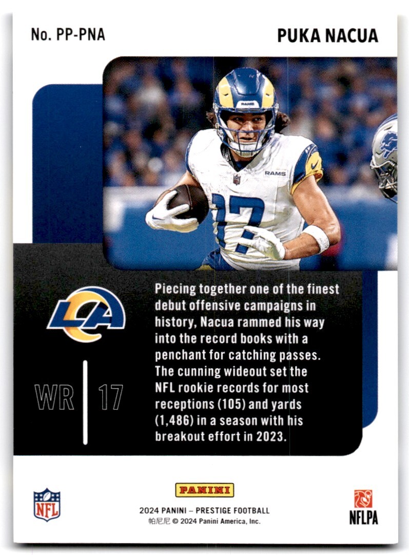 2024 Panini Prestige Prestigious Pros Puka Nacua Los Angeles Rams
