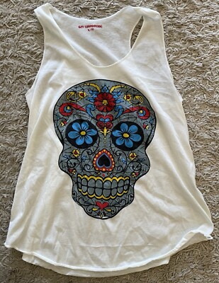 SM WARDROBE white skull sleeveless tank top Small S