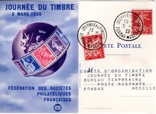 406+ FDC  CARTE MAXIMUM  1er JOUR  JOURNEE  DU  TIMBRE 1939  ROMBAS