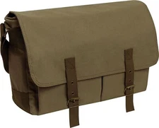 Olive Drab Deluxe Vintage Canvas Messenger Bag Shoulder Zipper Bag