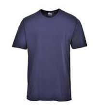 Image of Portwest T-Shirt Men Navy Blue Cotton Short Sleeve Taped Neckline Crew Necked
