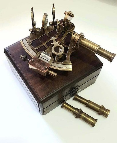 Vintage Maritime Brass Nautical 5 inches Sextant with Wooden Box Marine - Picture 7 of 9