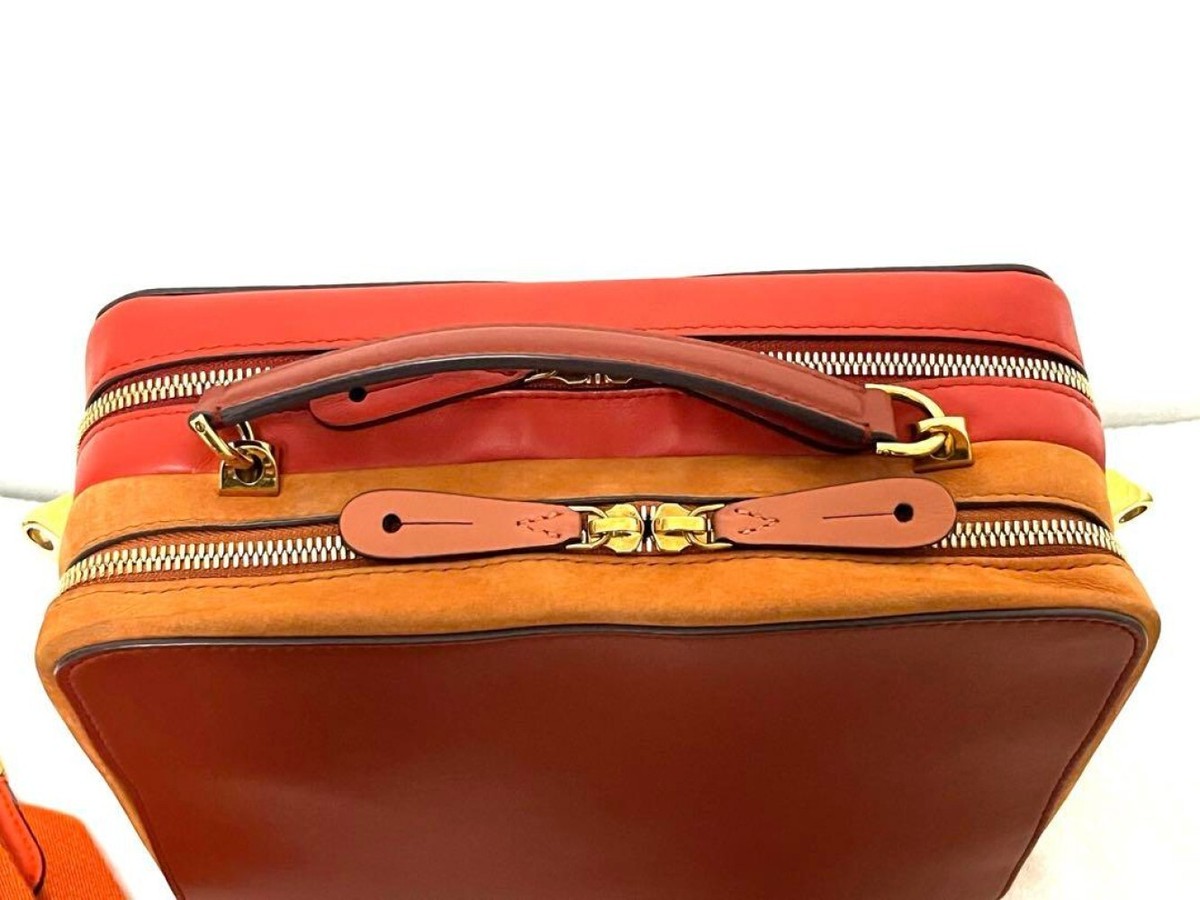 ANYA HINDMARCH Stack Double Satchel Shoulder Bag with Strap Orange 