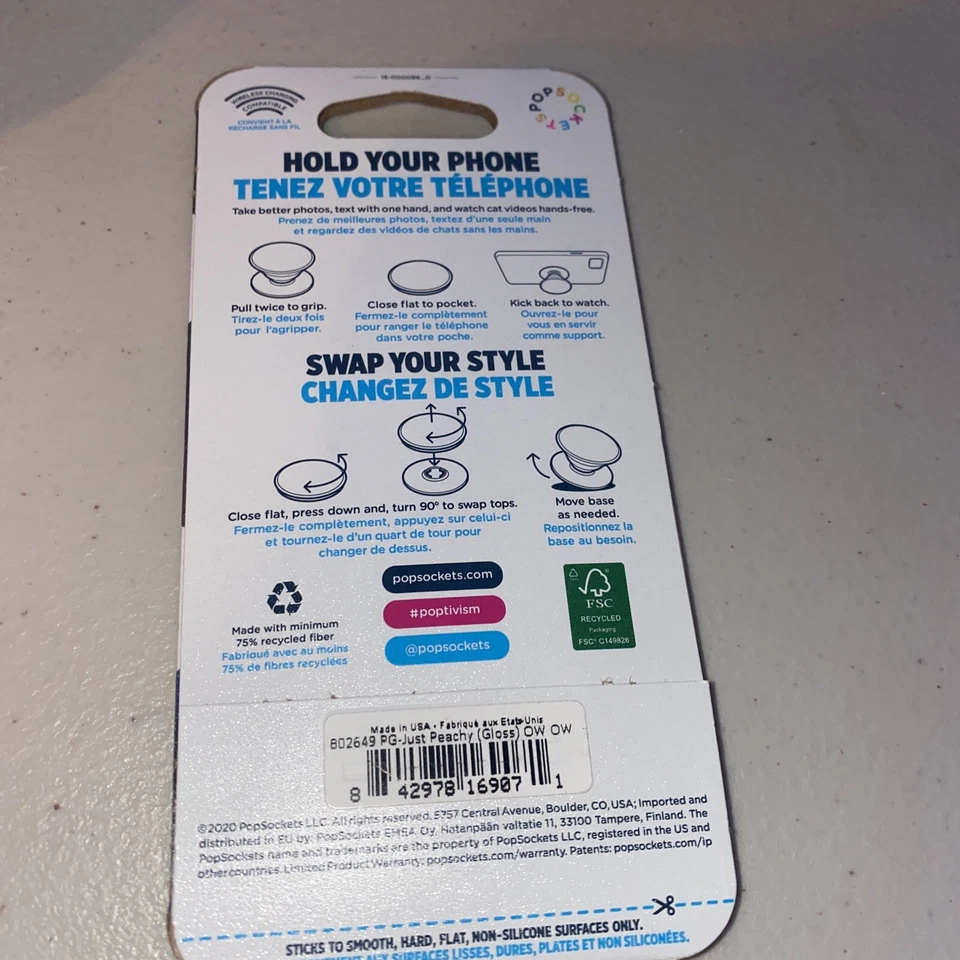 PopSockets PopGrip Cell Phone Grip & Stand - Just Peachy (Gloss) NEW - Image 2 of 2