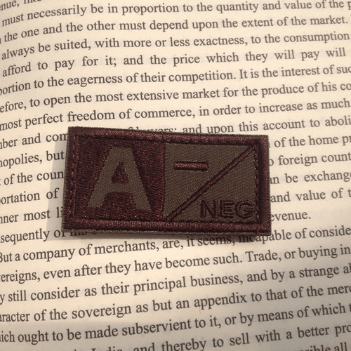 Military Blood Type A- Negative Tactical Army Embroidered Patch PATCHES - Picture 2 of 4