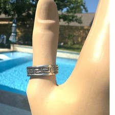 Vintage Sterling Silver Greek Key Pattern Ring Stamped 925 Size 8