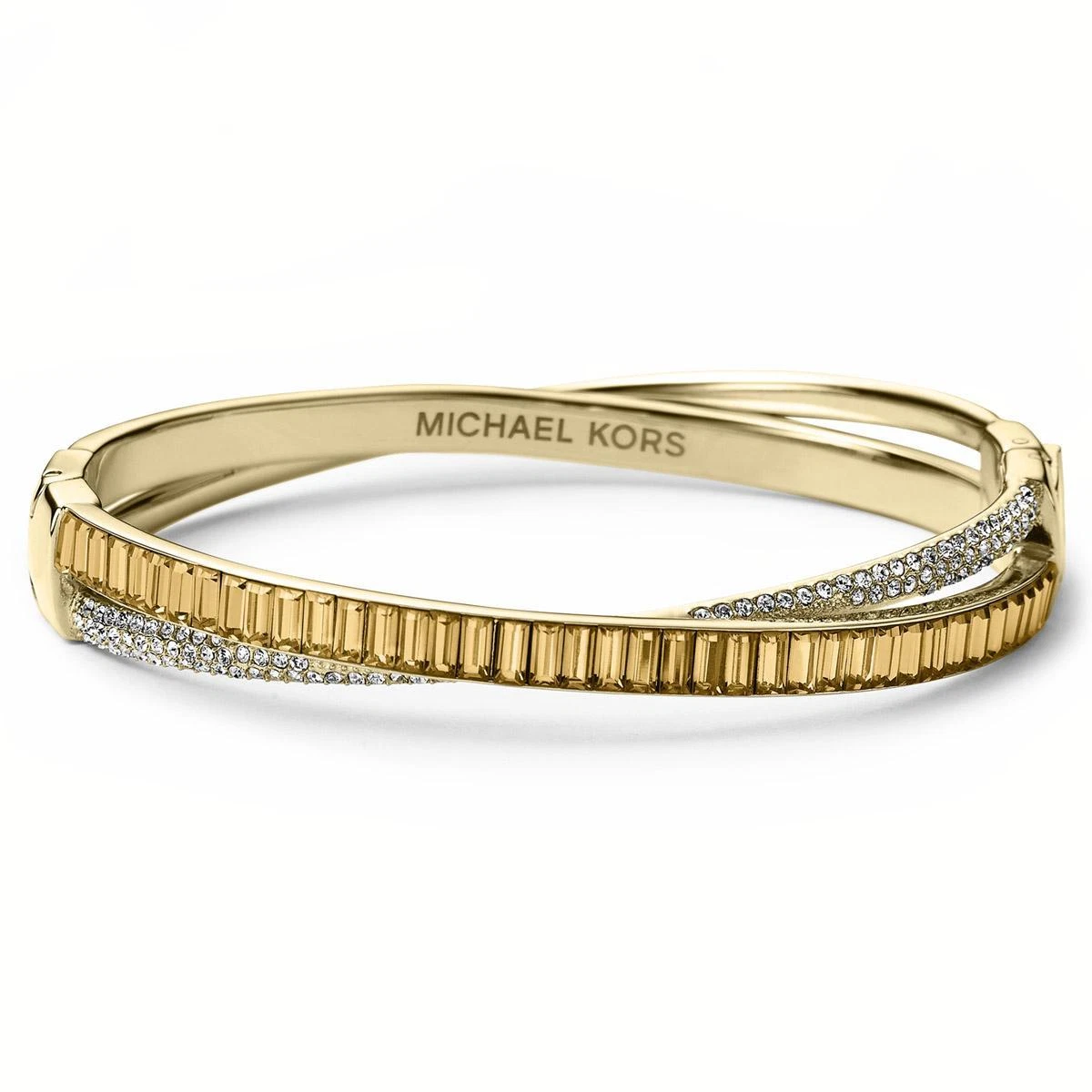 Michael Kors Gold Tone Pav Hinge Bangle Bracelet MKJ3691710 MSRP 165