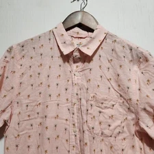 Marine Layer Men's Shirt Button Up Short Sleeve Small Pink Palm Trees