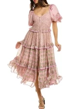 NWT Hemant & Nandita Hera Midi Dress Orchid Pink Cottagecore Boho size M