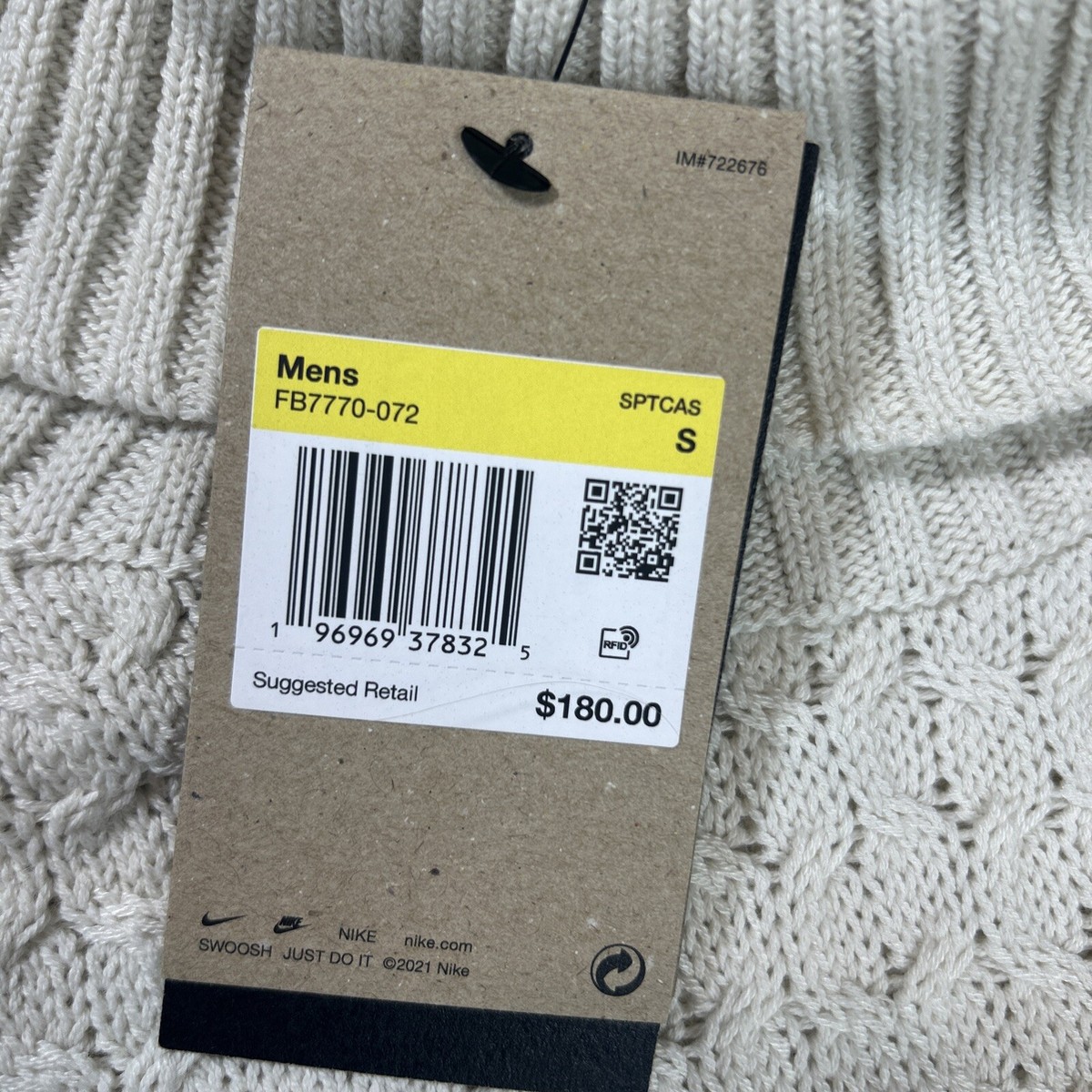Nike Life Cable Knit Turtleneck Sweater Light Bone FB7770