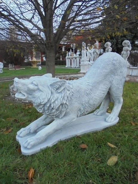 Steinfigur "Wolf " H.60 cm Steinguss, 100 cm Lang Statue, Tierfigur, Gartenfigur - Bild 2 von 4