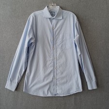 Tommy Hilfilger Shirt Mens 16 Blue Checkered Long Sleeve Button Up Ithaca Shirt