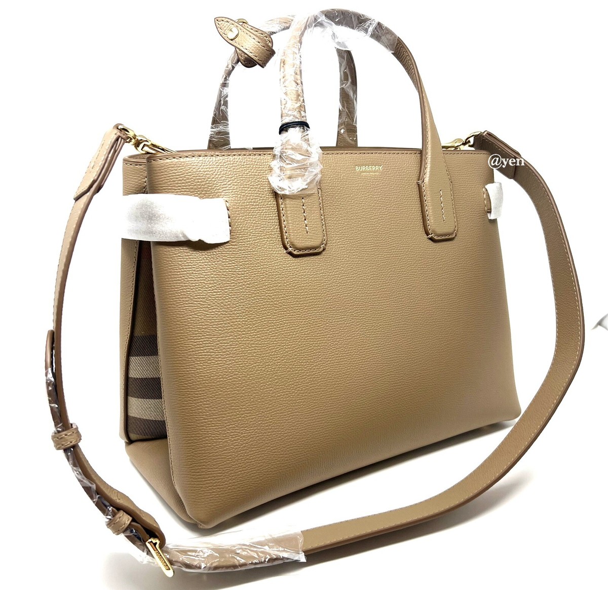 【送料&関税込】Burberry Beige Leather Glovers - Unisex NWT Authentic Beige Burberry House Check Medium Leather