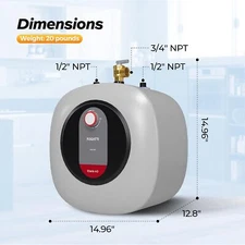 Electric Mini Tank Water Heater FOGATTI 2.5 Gallon  Instant Hot Water 120V 1440W