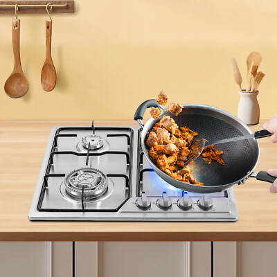 22''x20'' Built in Gas Cooktop 4 Burners Stainless Steel Stove Top NG/LPG Gas Hob~