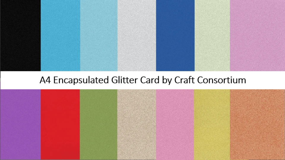 CRAFT CONSORTIUM The Essential Non Shedding Encapsulated A4 Glitter Card in Various Colours Craft
