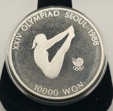 1987 South Korea Seoul Olympic Girl Diving Proof Silver 10000 Won Coin #21306
