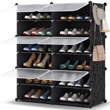 HOMIDEC Shoe Rack Organizer, 6 Tier Storage Cabinet 24 Pair Plastic Shoe Shel...