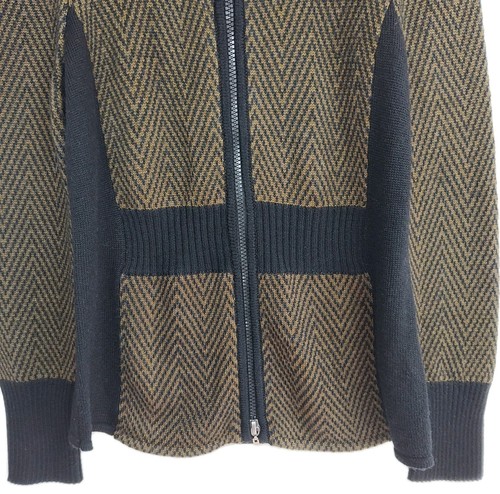VTG Icelandic Design Full-Zip Women's Sweater, Large, Olive & Black Chevrons - Picture 3 of 12