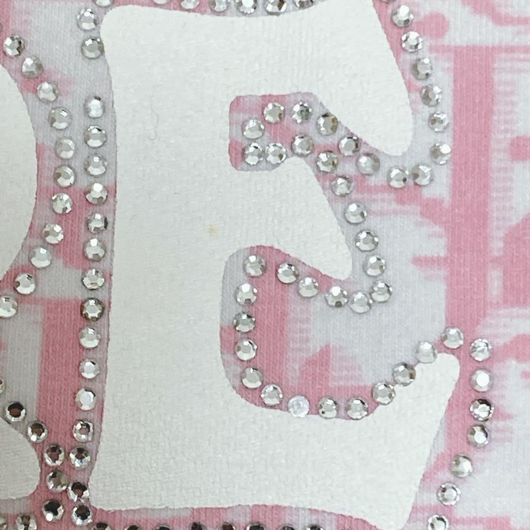 Christian Dior Tank Top Pink Monogram Trotter Rhinestone Vintage