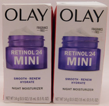 Lot Of 2 Olay Retinol 24 MINI Night Moisturizer 0.5Fl Oz EACH New  Unused