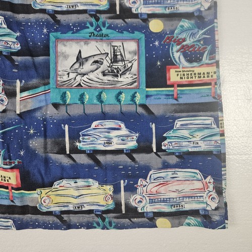 VTG Bluewater Wear Men XL Sharks Classic Cars Hawaiian Button USA Rayon/Cotton - Picture 11 of 15