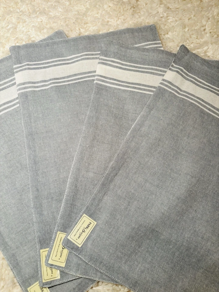 4 manteles individuales de mesa Park designs Country chic denim a rayas reversibles 100 % algodón Foto 3 de 4