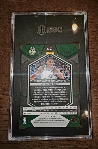 2023-24 Panini Mosaic - Giannis Antetokounmpo #77 Green Mosaic Prizm SGC 10 - Picture 2 of 2